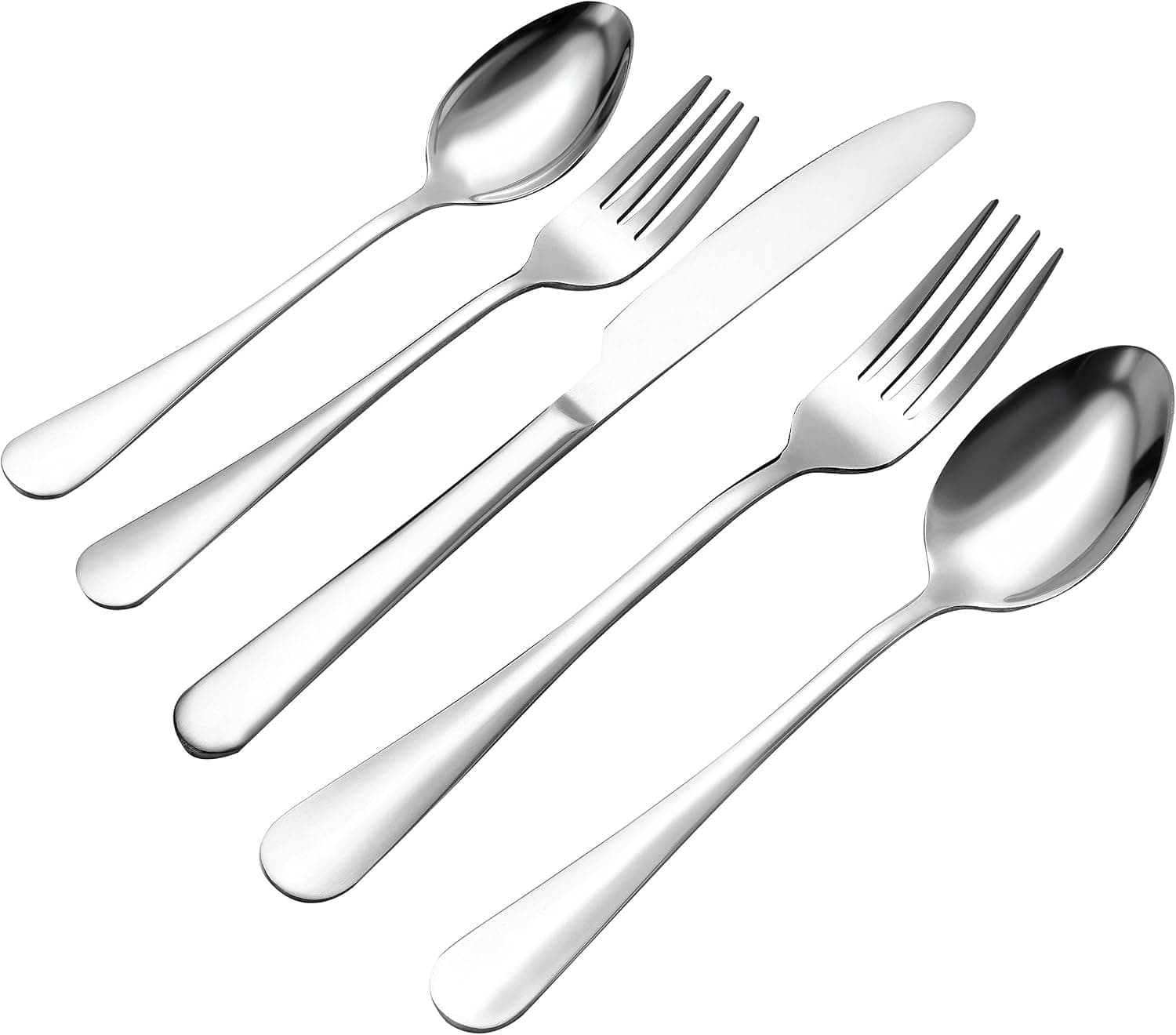 Woaiwo-q 20-Piece Stainless Steel Flatware Silverware Set,Tableware Set，Dinnerware Set Service for 4, Mirror Polished, Include Knife/Fork/Spoon, Dishwasher Safe (silver1)
