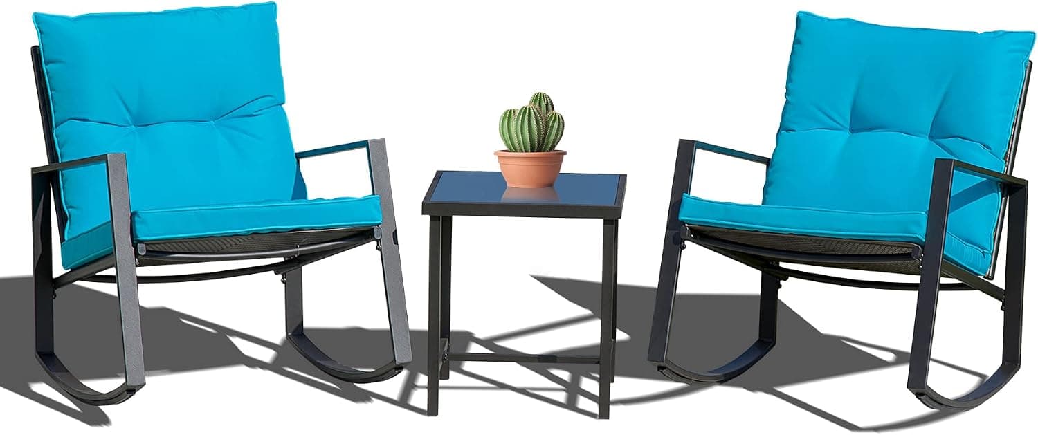 Domi Rocking Chair,Front Porch Chairs,3 Piece Patio Set,Outdoor Chair,Porch Furniture,Outside Rocking Chairs,Patio Chairs and Table,Patio Conversation Set,Backyard Wide Ergonomic Chairs…