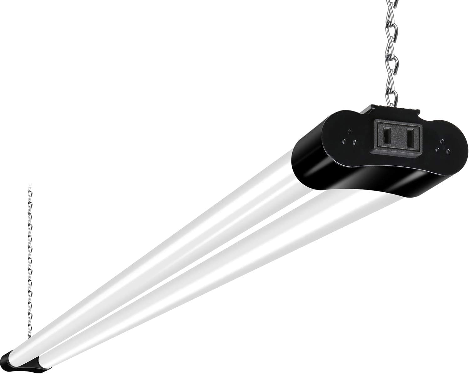 Linkable LED Shop Light for Garage, 4FT 36W Utility Light Fixture for Workshop Basement, 5000K Daylight LED Workbench Light with Plug[250W Equivalent] Hanging or Surface Mount, Black-1 Pack