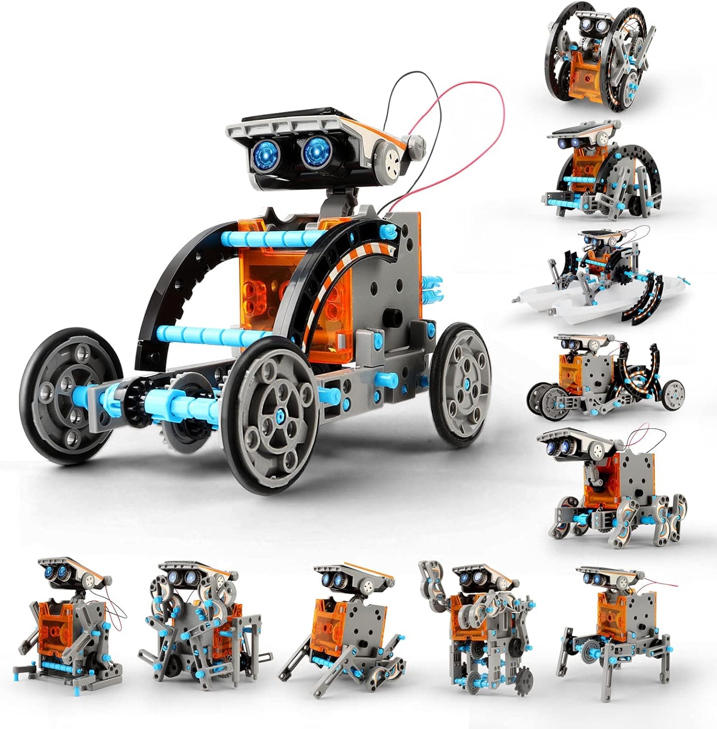LVHERO STEM 12-in-1 Education Solar Robot Toys -190 Pieces DIY Building Science Experiment Kit for Kids,Solar Powered by The Sun