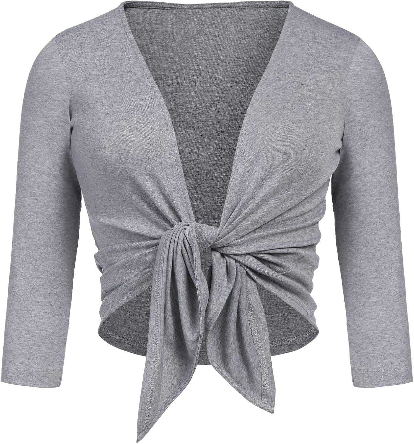 HOTLOOX Women's Cardigans Tie Open Front Shrug 3/4 Sleeve Plus Size Cropped Bolero Jacket XS-3XL