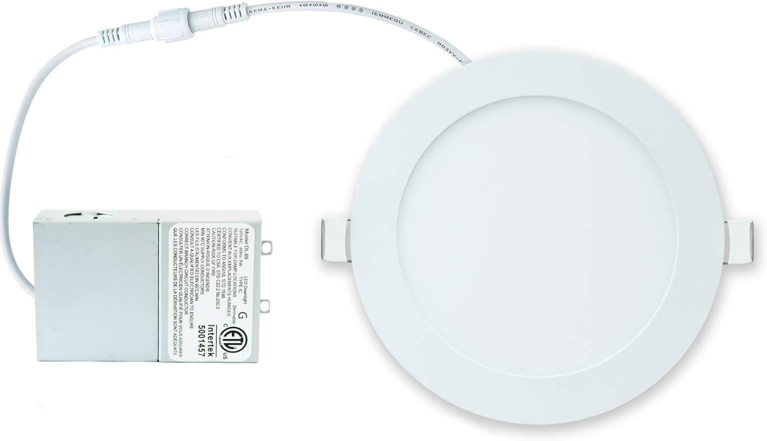 LED FANTASY 6-Inch 15W 120V Recessed Ultra Thin Ceiling LED Light Retrofit Downlight Wafer Panel Slim IC Rated ETL Energy Star 1000 Lumens (Warm White 3000K, 1 Pack)