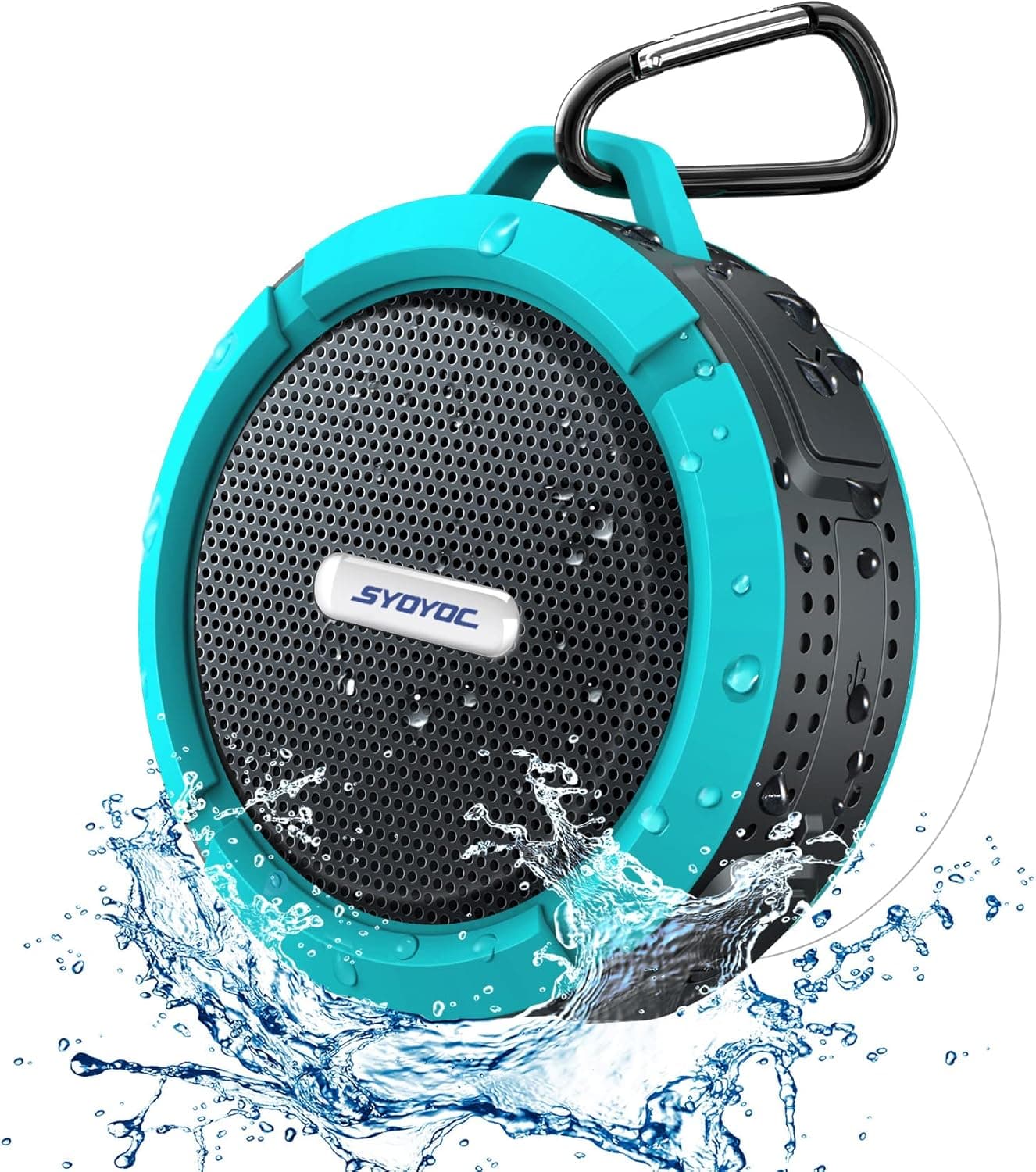 SYOYOC Waterproof Bluetooth Speaker, Bluetooth Shower Speaker Loud Stereo Sound, Shower Speakers Bluetooth Wireless with Clip & Suction Cup, Small Portable Speakers Wireless for Bathroom, Bike, Kids