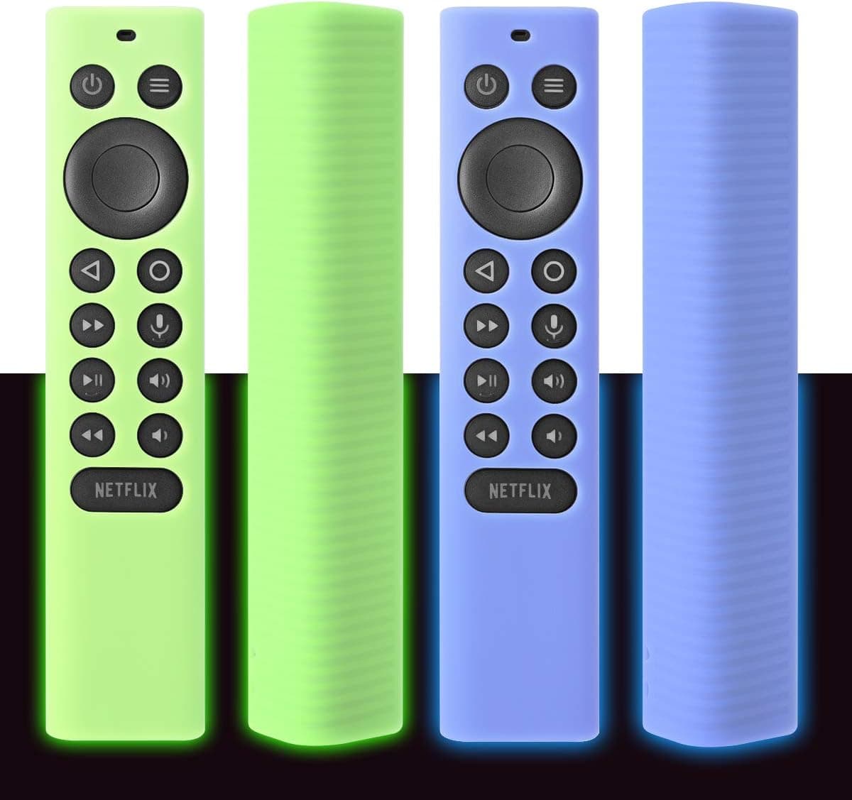[2 Pack] Silicone Protective Cover for NVIDIA Shield TV Pro/4K HDR Remote Controller Series, Light Weight Kids-Friendly Silicone Skin Anti-Slip/Shockproof with Hand Strap (GlowBlue & Glowgreen)