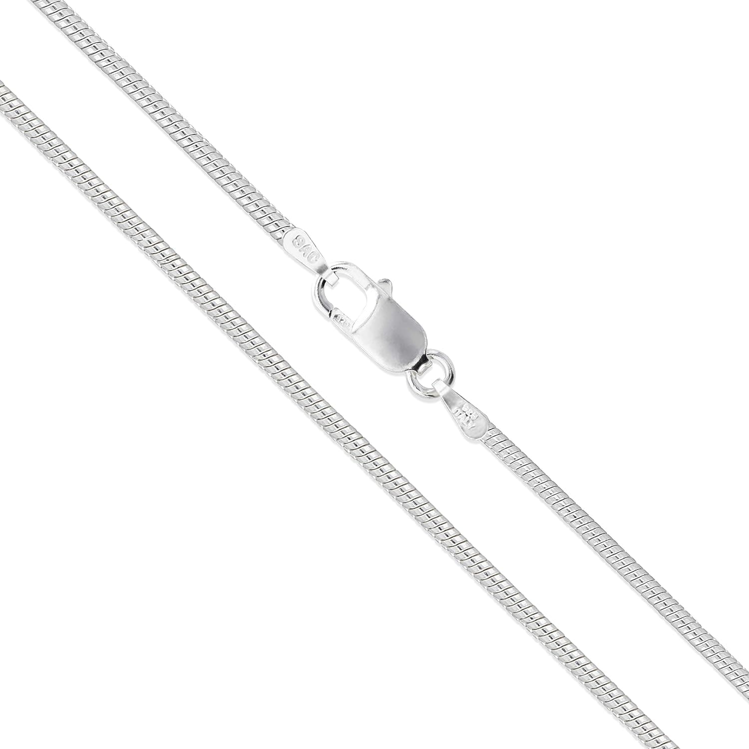 Sterling Silver Round Snake 0.8mm 0.9mm 1mm 1.2mm 1.6mm Chain 925 Italy Necklace