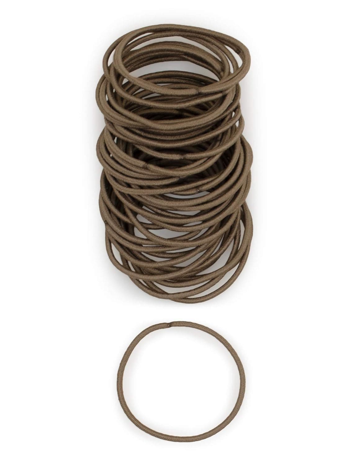 Heliums Light Ash Brown Thin 2mm Hair Elastics, Color Match Hair Ties for Fine Hair, 1.75 Inch Standard Size - 40 Count