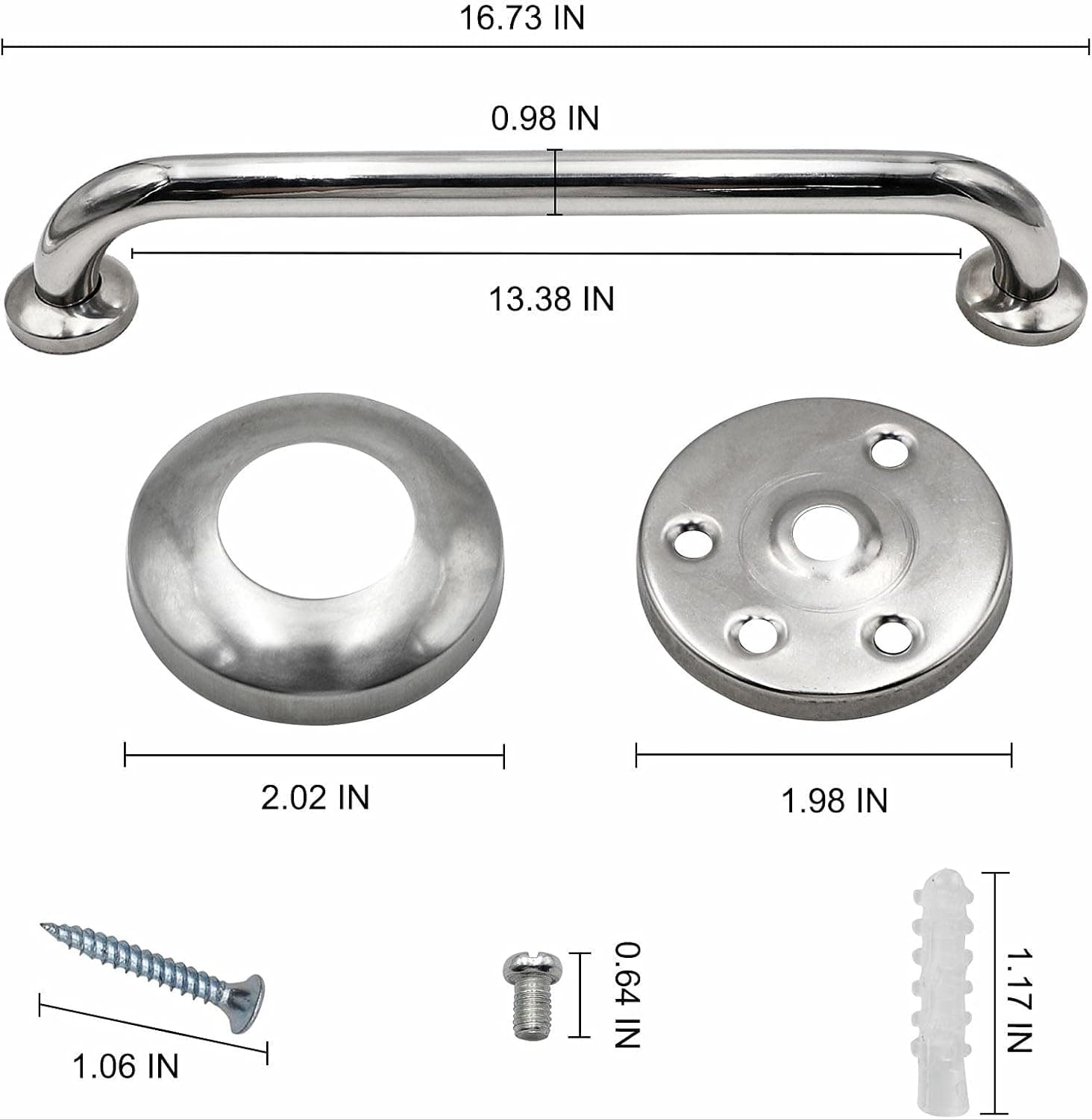 Fosiweelo 2 Pieces of 16-inch Stainless Steel handrails, 304 Stainless Steel Shower handrail Safety Bracket-Advanced Auxiliary Handrail for The Disabled, The Elderly, Children, and Pregnant Women