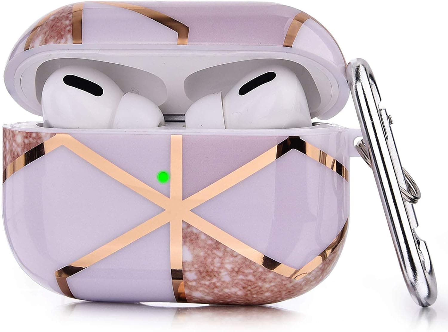 CAGOS Compatible with Airpods Pro Case, Cute Accessories Protective Hard Case Cover Portable & Shockproof Women Girls Men with Keychain/Strap for Apple Airpods Pro Charging Case (Light Pink)