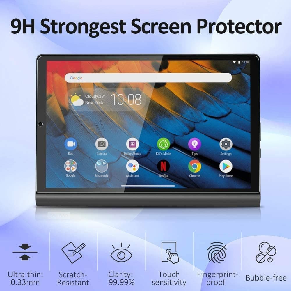 MoKo [2-Pack Screen Protector Compatible with Lenovo Yoga Smart Tab 10.1 Inch (YT-X705F), [Anti-Scratch] Round Edge 9H Hardness Ultra Clear Tempered Glass Screen Protector Film - Clear