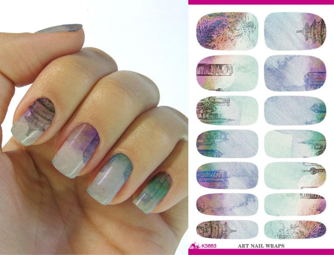 Full Wrap Nail Art Water Transfer Decal Sticker Colour Pattern K5663 Nail Sticker Tattoo - FashionDancing