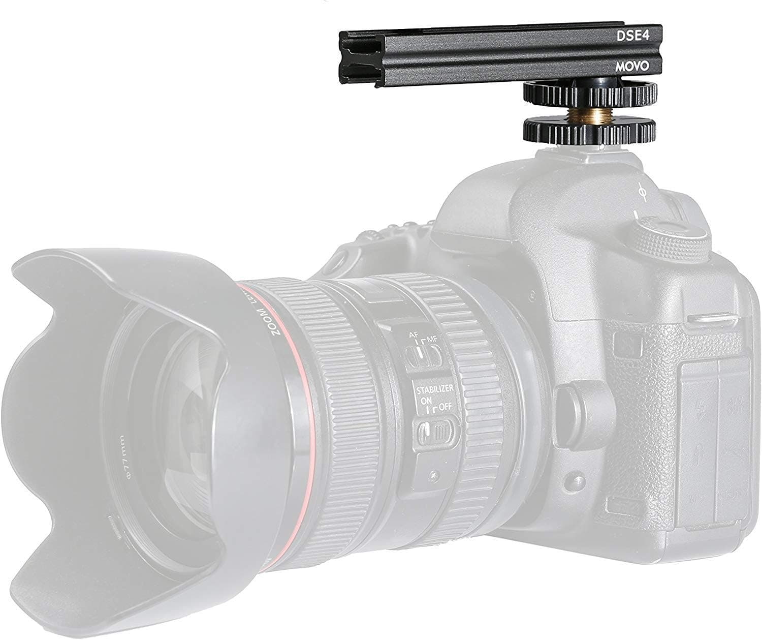 Movo DSE4 Adjustable Cold Shoe Extension Bar - Cold Shoe Rail for DSLR Accessories - Lights, Monitors, Microphones, and More (4")