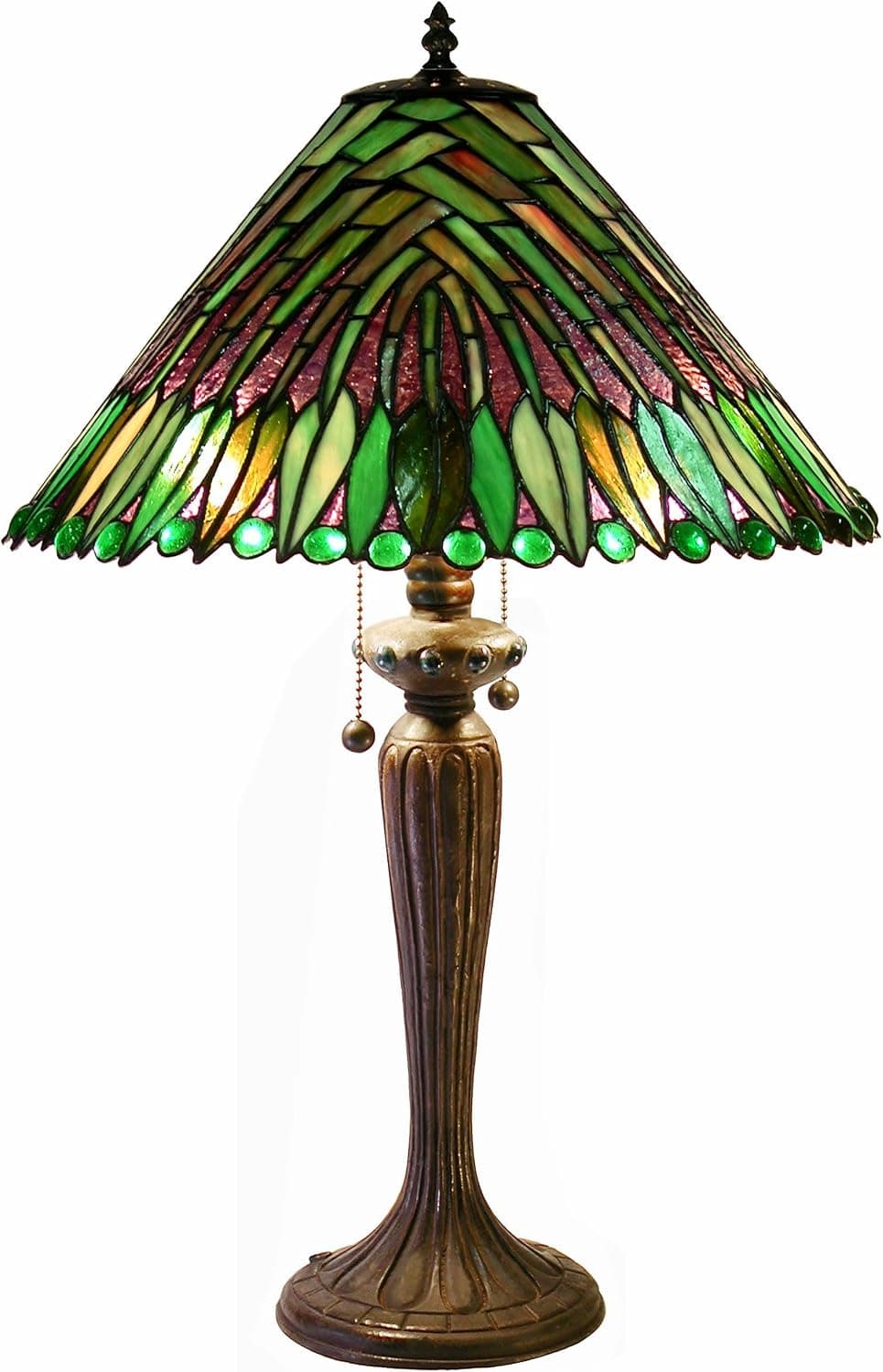 Tiffany-style Tropical Leaves Table Lamp