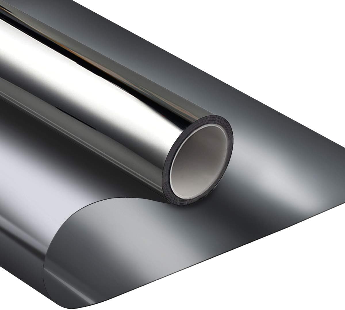 Window Film One Way Mirror Film Daytime Privacy Static Non-Adhesive Decorative Heat Control Anti UV Window Tint for Home and Office Black Silver 6 Mil 17.5 Inch x 6.5 Feet