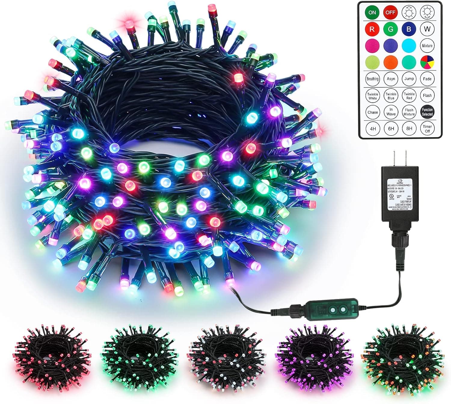 BrizLabs RGB Christmas Lights, 98.4ft 300 LED Color Changing Christmas String Lights with Remote, Indoor & Outdoor Christmas Tree Lights Mini Xmas Lights for Christmas Halloween Tree Room Party Decor