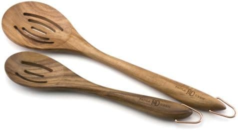 Paula Deen Signature Kitchen Tools Wooden 10-Inch and 13-Inch Slotted Spoon Set