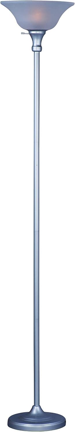 Park Madison Lighting PMF-9171-60 150 Watt Incandescent Torchiere Floor Lamp, 72 inches High in Silver Finish with Frosted Shade, Transitional Design