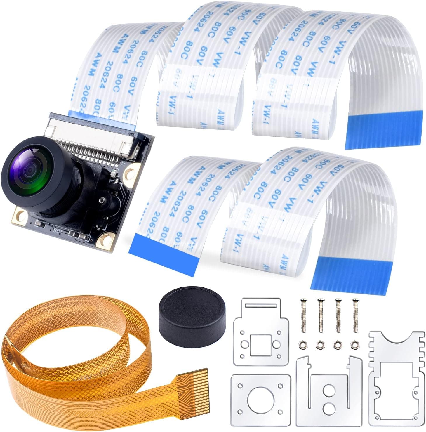 Smraza Raspberry Pi 4 Camera Module 5 Megapixels 1080p OV5647 Sensor Adjustable Focus Wide Angle Fish-Eye Camera Lenses Webcam Video for Raspberry Pi 4 Model B/Pi 3 B+, 3 B, 2 B, Zero