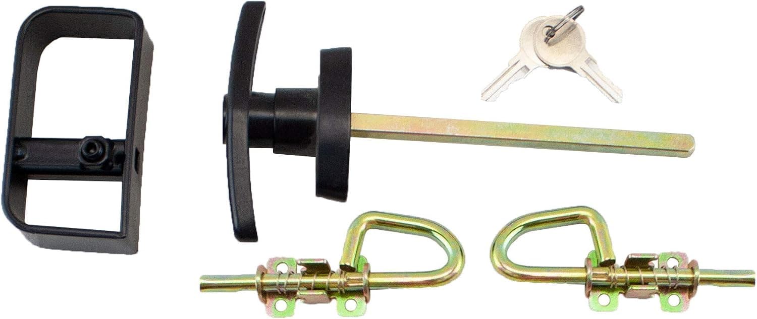 Shed T-Handle Lock Set 5-1/2" Black and Loop Style Barrel Bolt