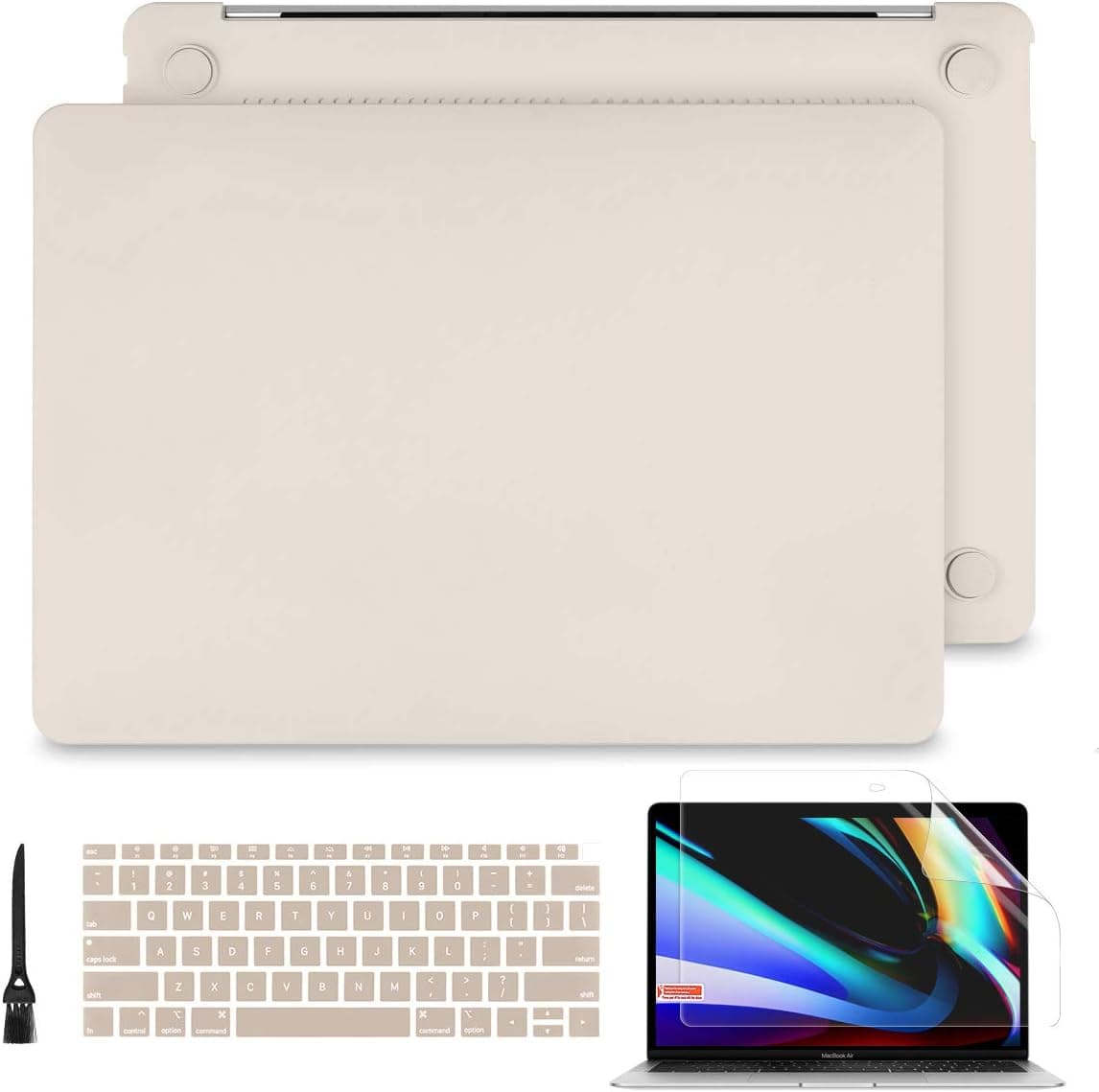 Batianda for MacBook Air 13 inch Case 2020 2019 2018 Model M1 A2337 A2179 A1932, Plastic Hard Shell Cover with Keyboard Skin Screen Protector for New Air 13.3'' with Touch ID & Retina (Rock ash)