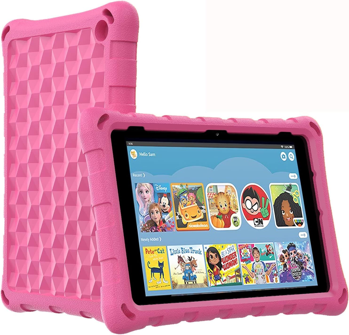 10in Tablet Case for Kids, OQDDQO Light Weight Anti Slip Shockproof Kids Friendly Case for 10 inch Tablet (Pink)