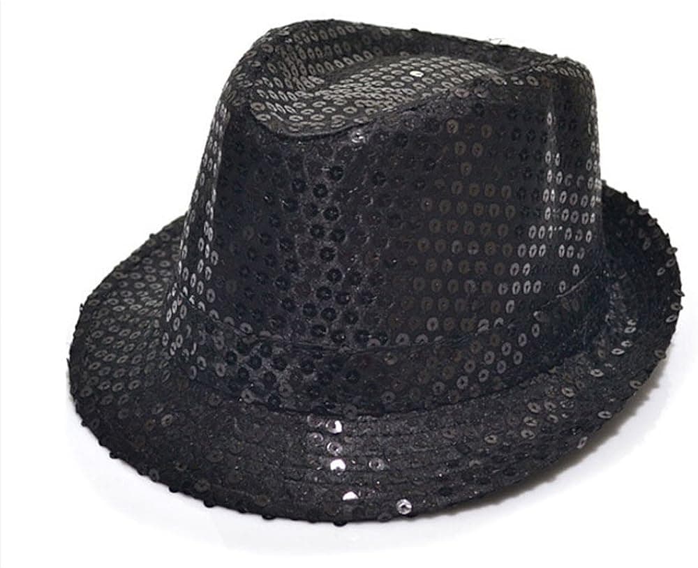 1Pc Black- Sequin Design Paillette Fedora Panama Round Hat for Children Kids
