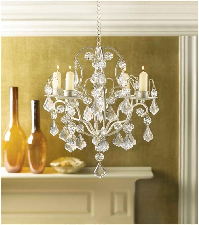 Crystal Chandelier Lighting Ivory Baroque Acrylic Hanging Candle Holder Sold by Winter Sun