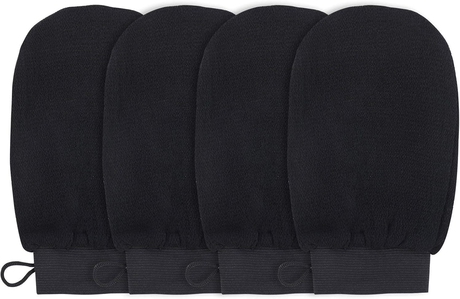 XINRUI Exfoliating Gloves, 4 Pack Shower Scrub Gloves Deep Body Bath Mitt for Men Women Dead Skin Remover Body Scrubber Spa Brush Massage Soap Exfoliator (Black)