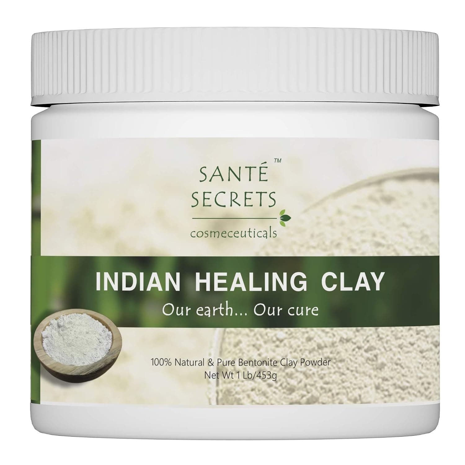 Indian Healing Clay Powder Deep Pore Cleanser Facial, Face Body and Hair Mask, 100% Natural Sodium Bentonite Clay