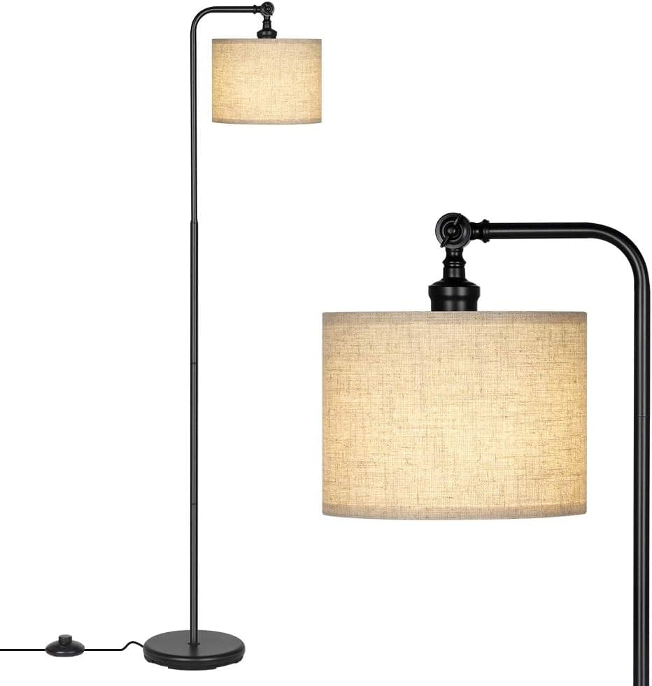 DEWENWILS Arc Floor Lamp, Modern Farmhouse Floor Lamp with Adjustable Lampshade, 63 inch Standing Reading Lamp for Living Room, Bedroom, Office, Simple Design Farmhouse Style