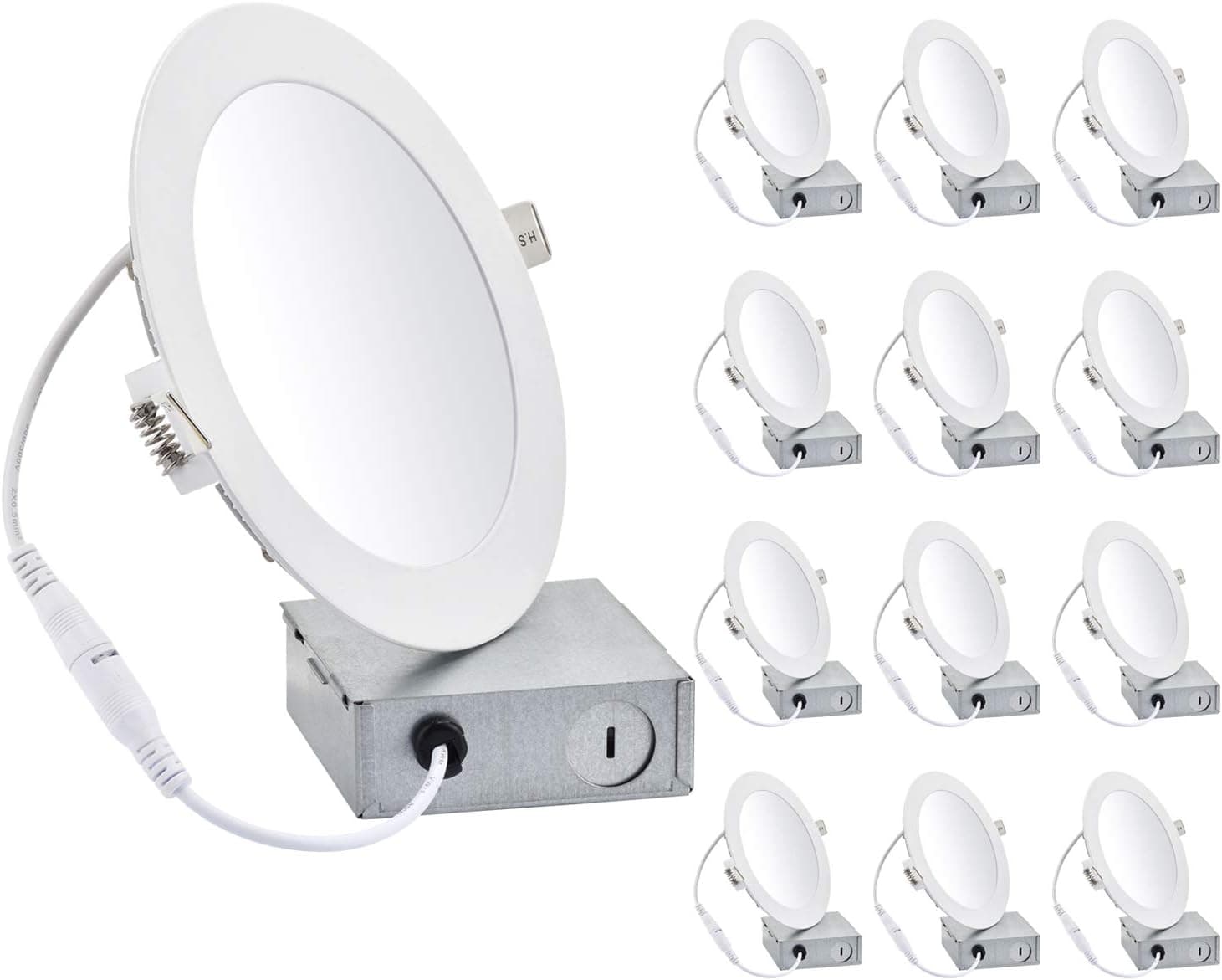 YuanKanJu 12 Pack 6 Inch LED Recessed Lights with Junction Box, LED Can Lights, Dimmable Retrofit LED Recessed Lighting, LED Downlight, 12W 5000K Daylight White, Energy Star & ETL-Listed (12 Pack)