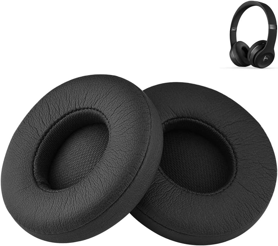 Solo 2 Memory Foam/Protein Leather Replacement Ear Cushion Earpads for Beats by Dre Solo 2 Headphone - Black