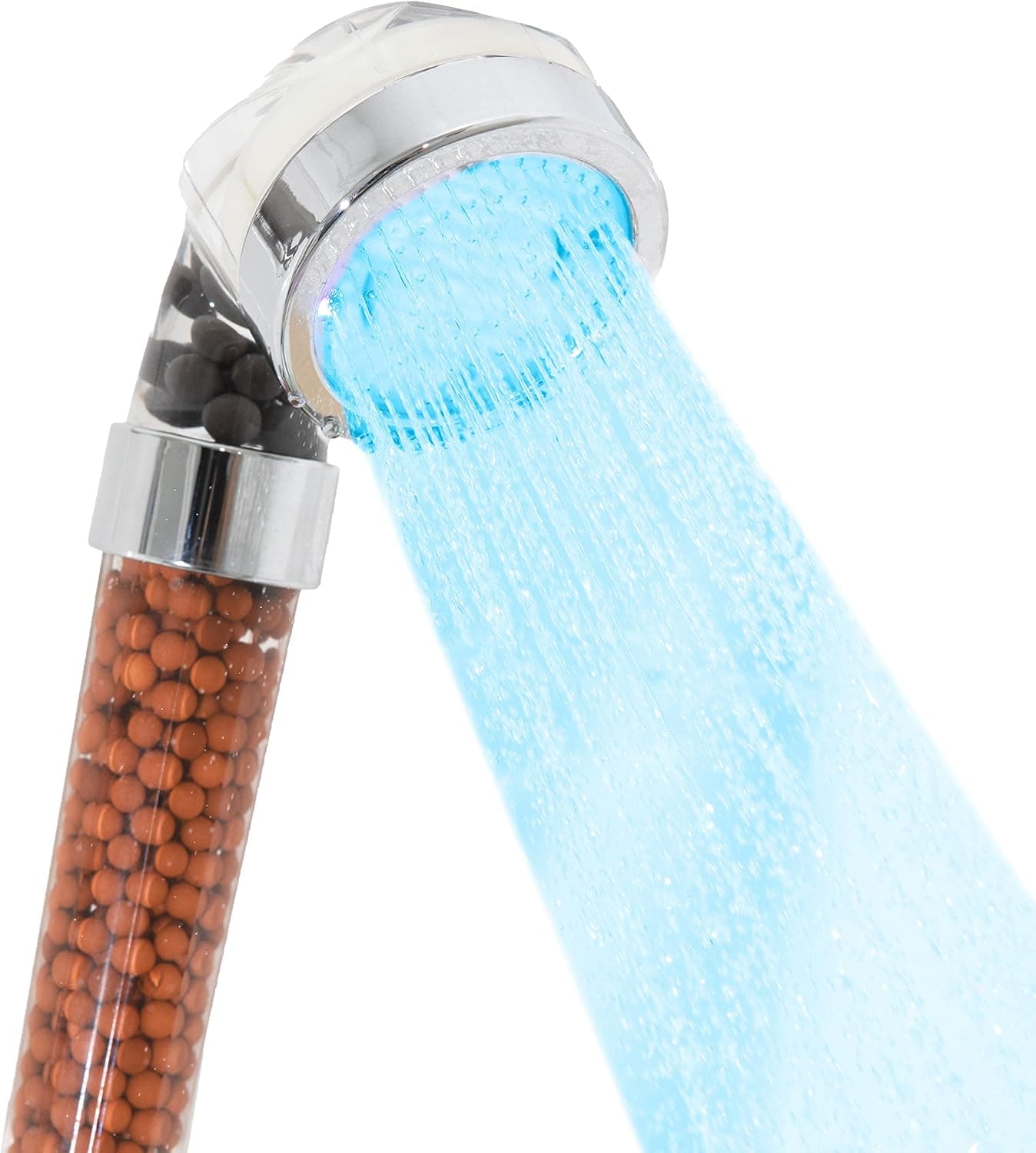 LED Shower Head with 3 Color Changing Lights Lifetime Supply of Skin Softening Spa Healthy Mineral Beads - Elite