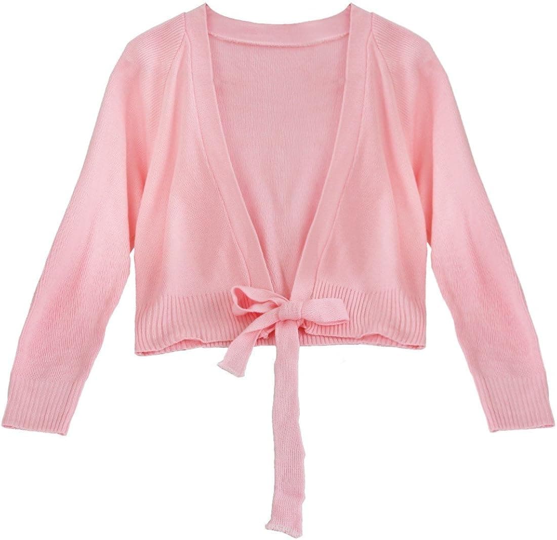 FEESHOW Kids Girls Classic Long Sleeve Ballet Dance Wrap Knit Cardigan Sweater Tops