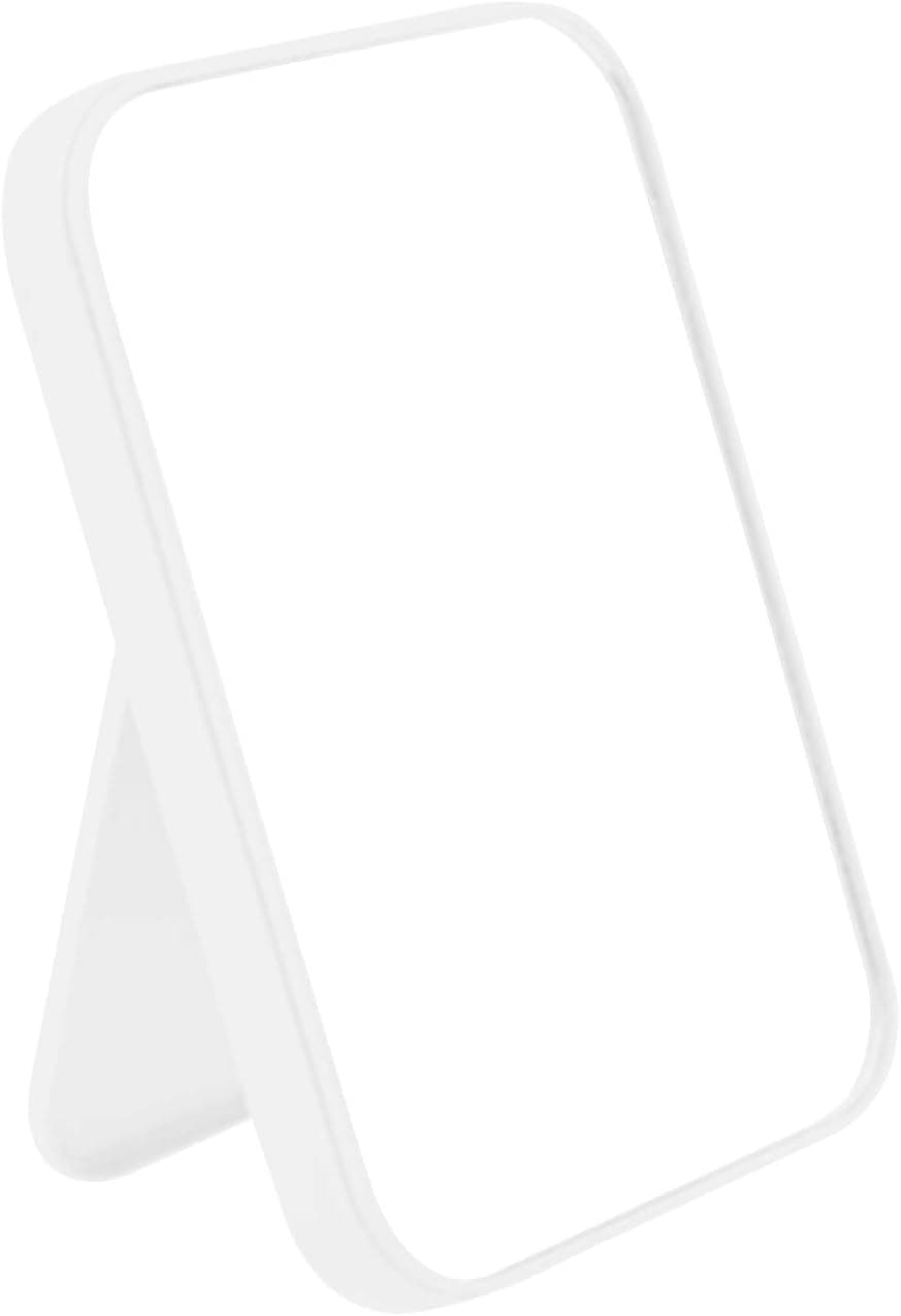 Coobbar Desktop Makeup Mirror,Foldable Makeup Mirror Simple Portable Princess Mirror Square Mirror Makeup Mirror for Women (White)