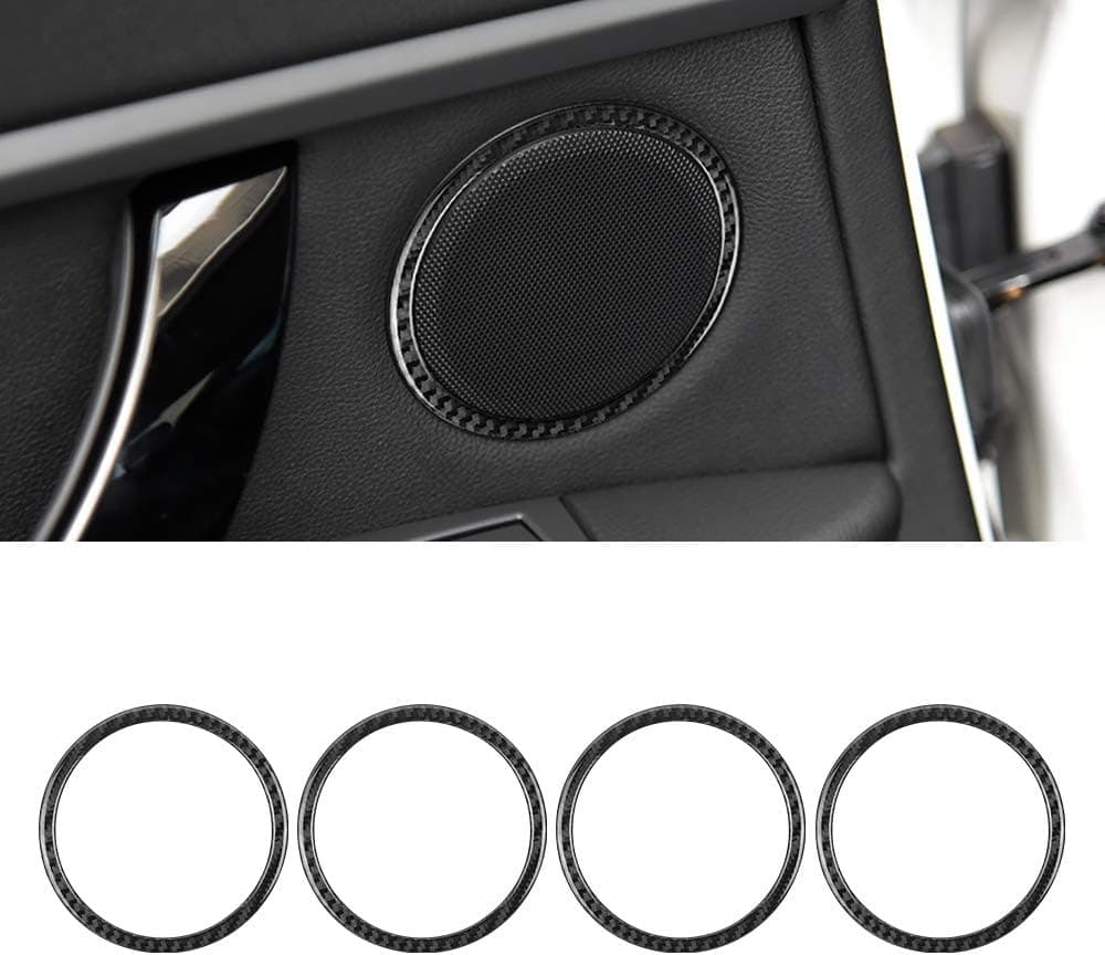 BLAKAYA Compatible with Carbon Fiber Door Speaker Stereo Audio Speaker Sound Frame Decal Cover Trim for BMW 3 Series 3GT F30 F34 2013 2014 2015 2016 2017 2018 2019 (4Pcs Black