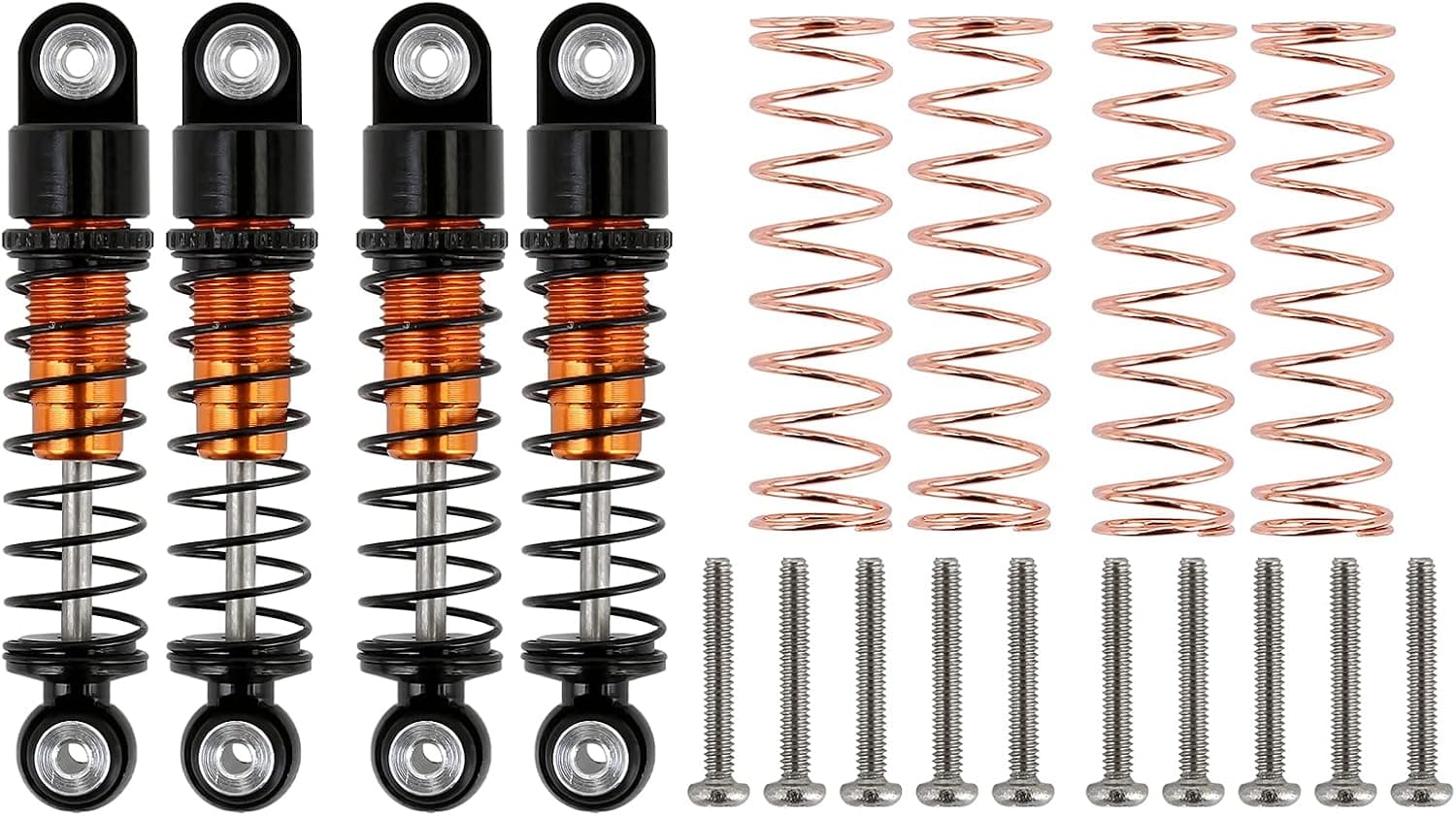 INJORA RC Shock Absorber Adjustable Assembled Spring Damper for 1/24 RC Crawler Axial SCX24 AXI90081 JT Gladiator,4Pcs（Black＆Gold）