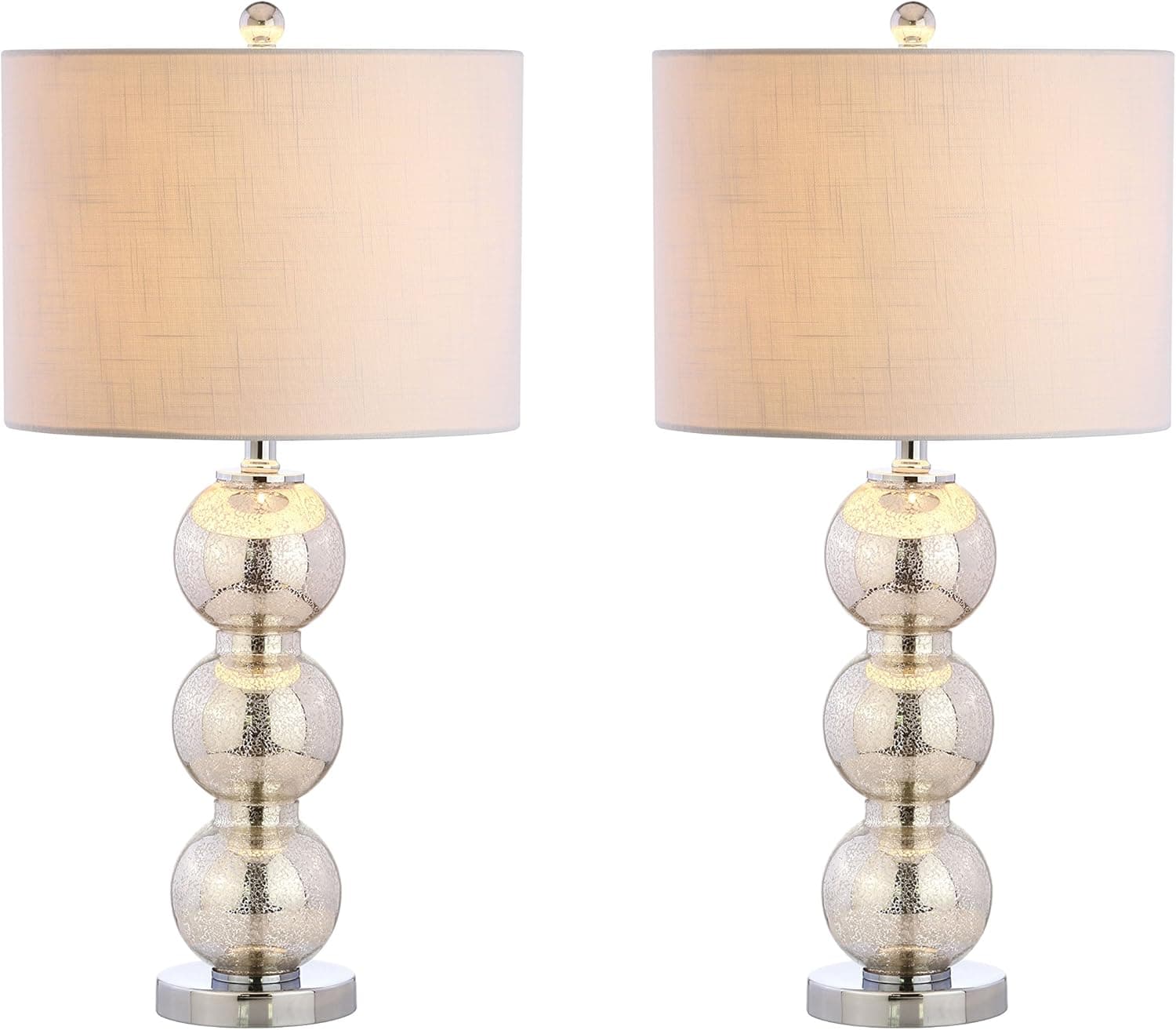 JONATHAN Y JYL1070B-SET2 Set of 2 Table Lamps Bella 27" Glass Triple-Sphere LED Table Lamp Contemporary Bedside Desk Nightstand Lamp for Bedroom Living Room Office, Mercury Silver/Chrome
