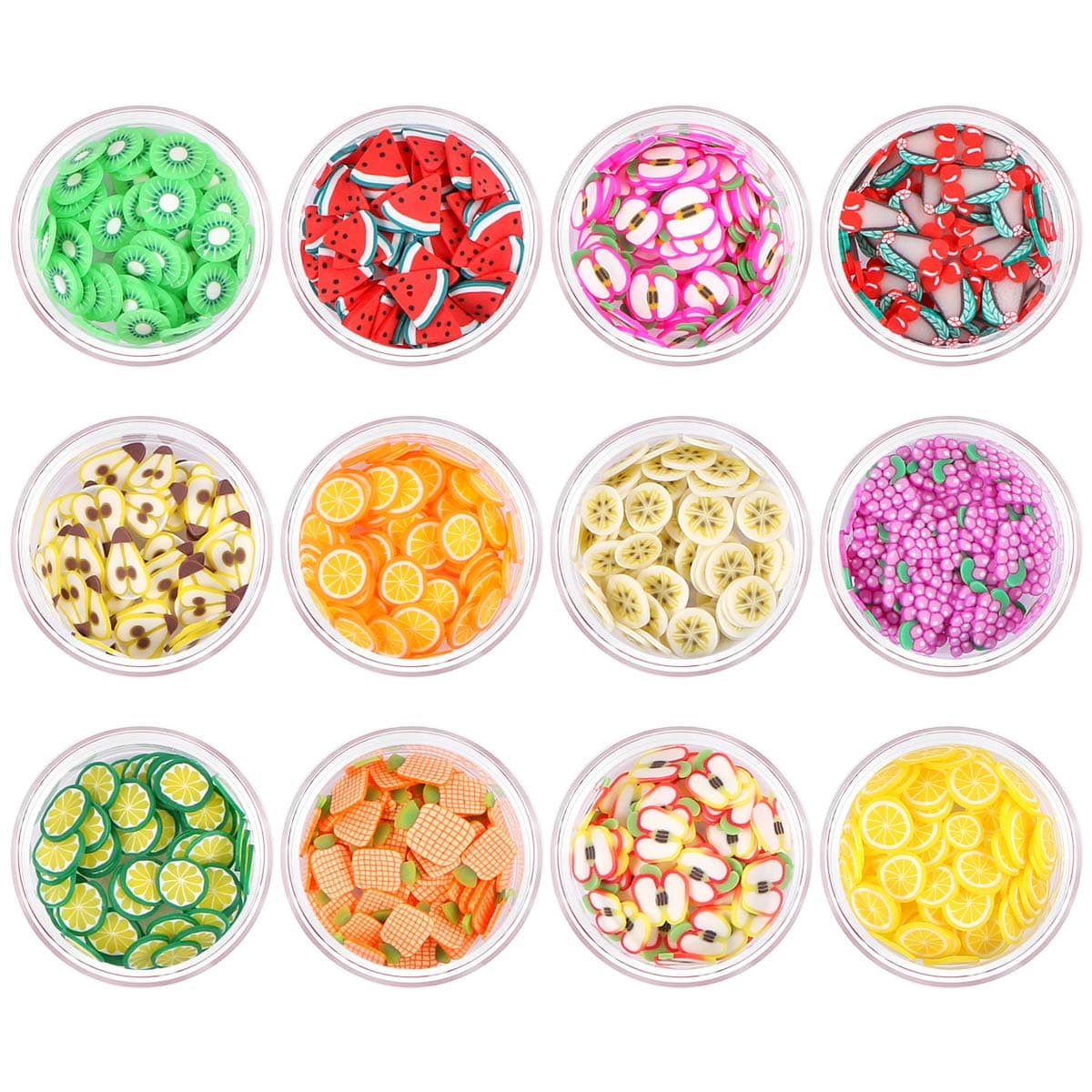 Nail Art Fruit Slices, KISSBUTY 12 Boxes Fruit Pattern Nail Slices Assorted Cute Nail Resin Fruit Flakes Set 3D Fruit Print Nail Decals DIY Craft Nail Decorations Manicure