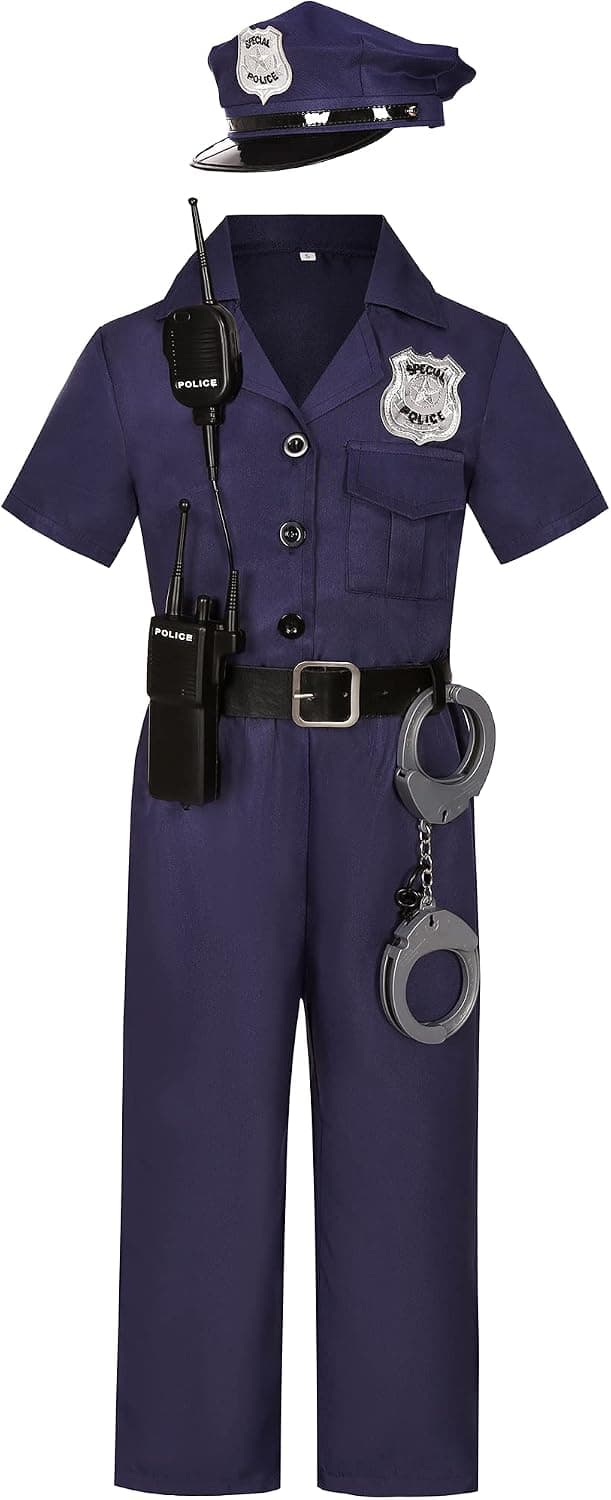 KIDIN Police Officers Costume for Kids Police Dress Up Halloween Cosplay Career Day Birthday Gifts