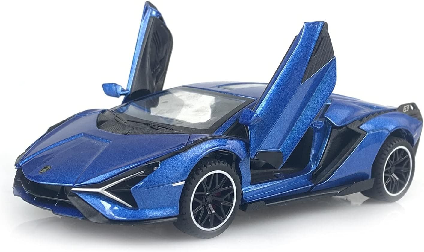 JIAYEMODEL 1:32 Sian FKP37 zinc Alloy Pull Back Car Diecast Electronic Toys with Lights and Music,Decorative,Mini Vehicles Toys for Kids,Boyfriend,Young Peoples Gift（Bule）