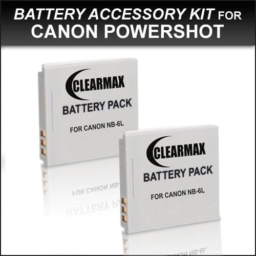 ClearMax NB-6L Lithium Ion Replacement Batteries (2-Pack) for Canon Powershot D10, D20, SX240 HS, SX260 HS, Canon Elph 500 HS, S90, S95, SD4000 is, SD3500, SD1300 is, SD980 is, SD1200 is