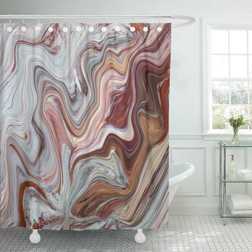 Emvency Shower Curtain Gray Abstract Marble in Natural Patterned Design Antique Architecture Waterproof Polyester Fabric 72 x 72 inches Set with Hooks