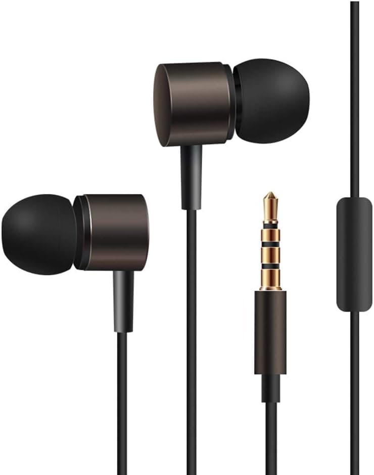 Klacr in-Ear Headphones 3.5mm in-Ear Earphone for Phone Stereo Bass Headset Metal Wired Earphone HiFi Headphones Mic (Gray)