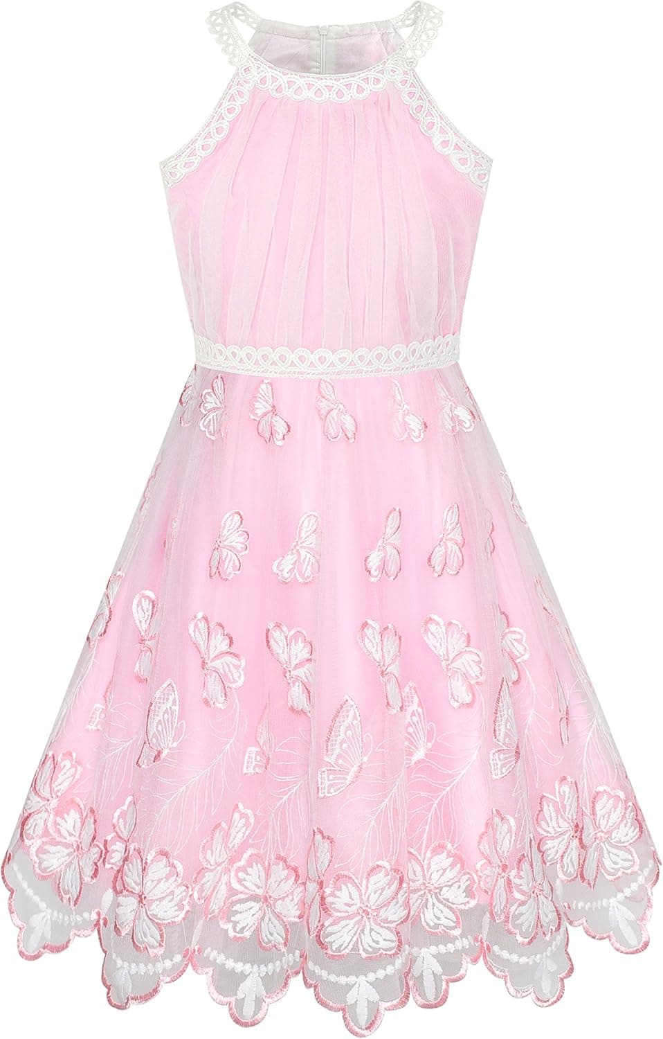 Sunny Fashion Girls Dress Turquoise Embroidered Halter Dress Party