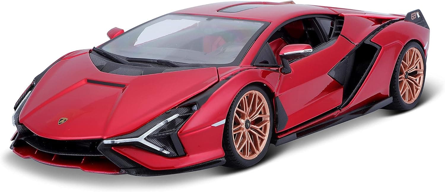 Bburago Lamborghini Sian FKP 37 Red with Copper Wheels 118 Diecast Model Car 11046 TY-18-11046R