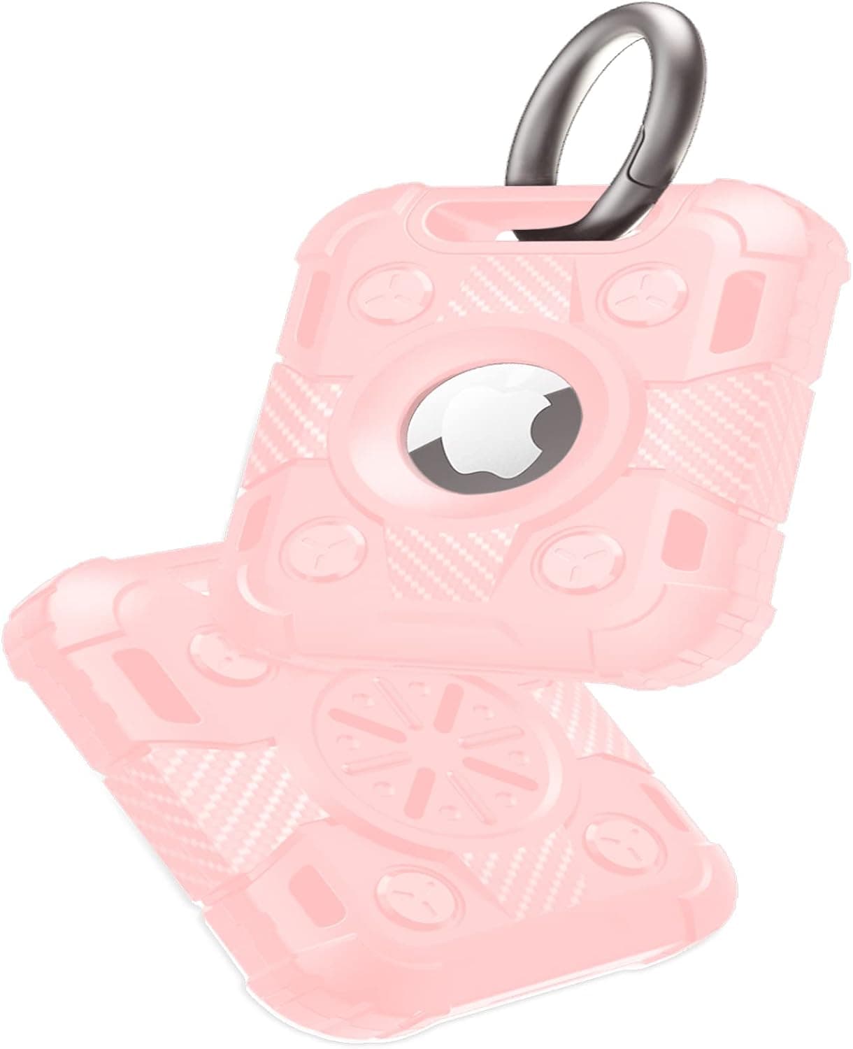 Jiarusig AirTag Case with Keychain, Cool Armor Rugged Shockproof AirTag Holder, Hard PC Anti-Scratch Air Tag Case Cover Tracker Key Ring Dog Collar AirTag Protector Compatible with AirTag 2021