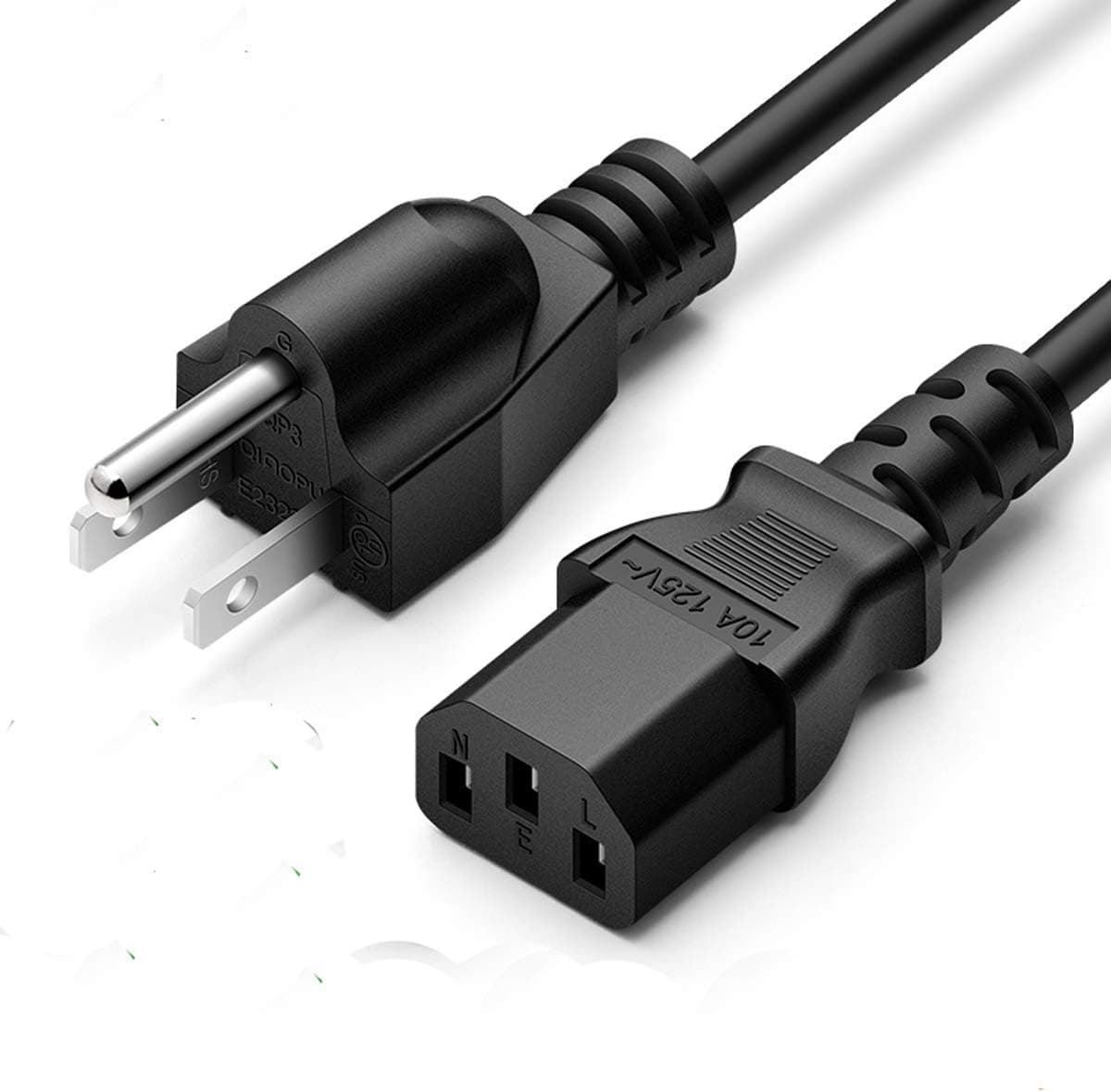 TV Ac Power Cord for LCD Tv Plasma DLP LED Monitor 4K Screen, Vizio Samsung Toshiba Sony Panasonic Lg Philips Viewsonic Dell Monitor Ps3 Xbox 360 Epson Printer 6FT 3Prong Cable Plug