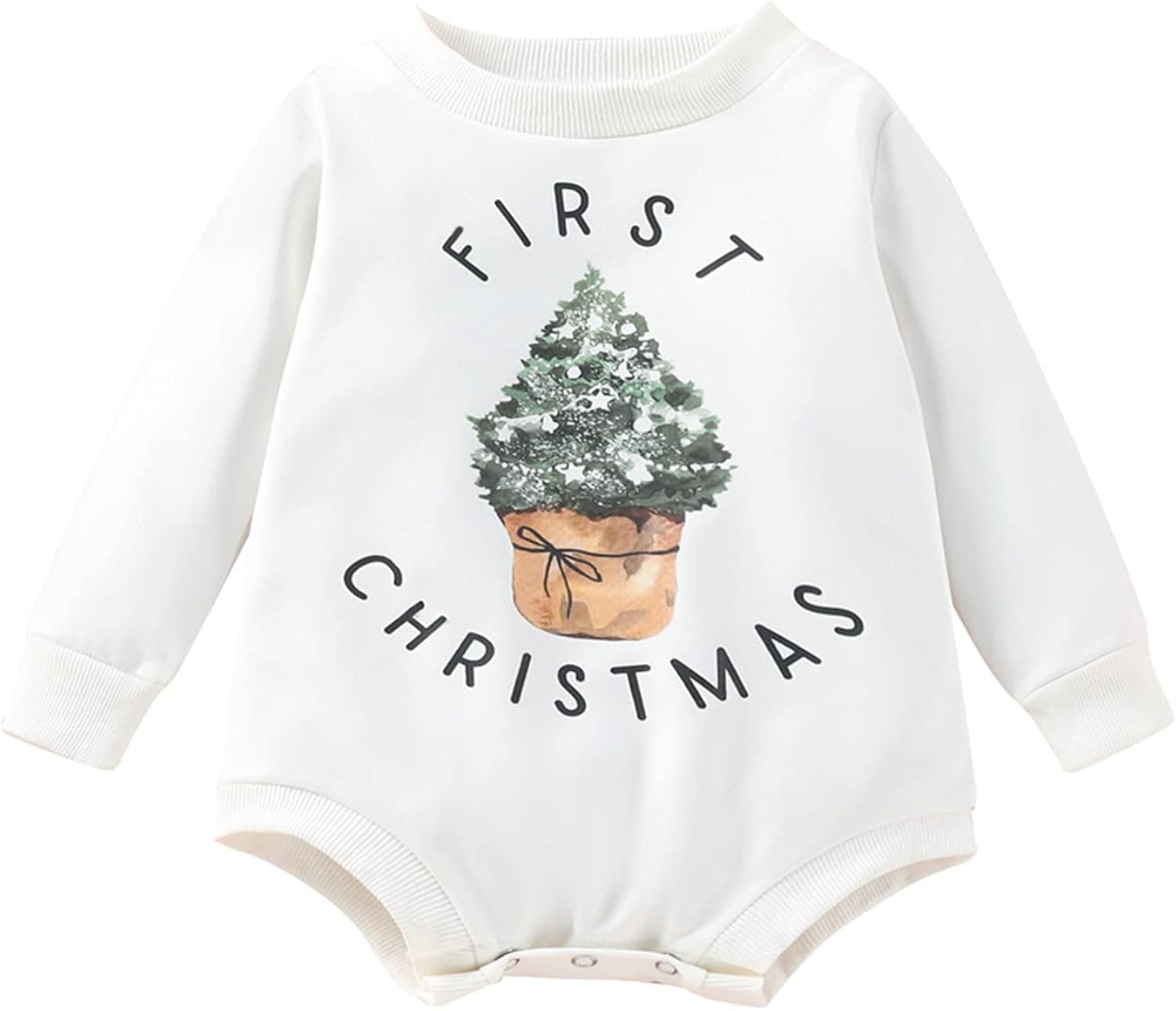 Christmas Baby Girl Boy Sweatshirt Romper Long Sleeve Crewneck Pullover Sweater Top Fall Winter Clothes