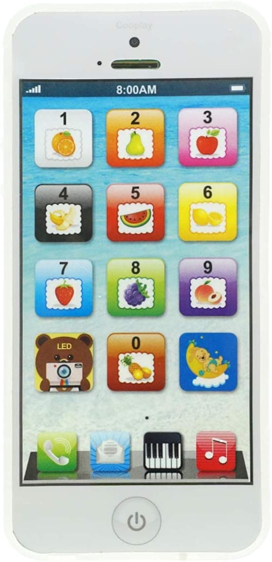 YOYOSTORE Phone Toy Mobile Music Education Phone Shape Toy for Baby Kids Children (White)