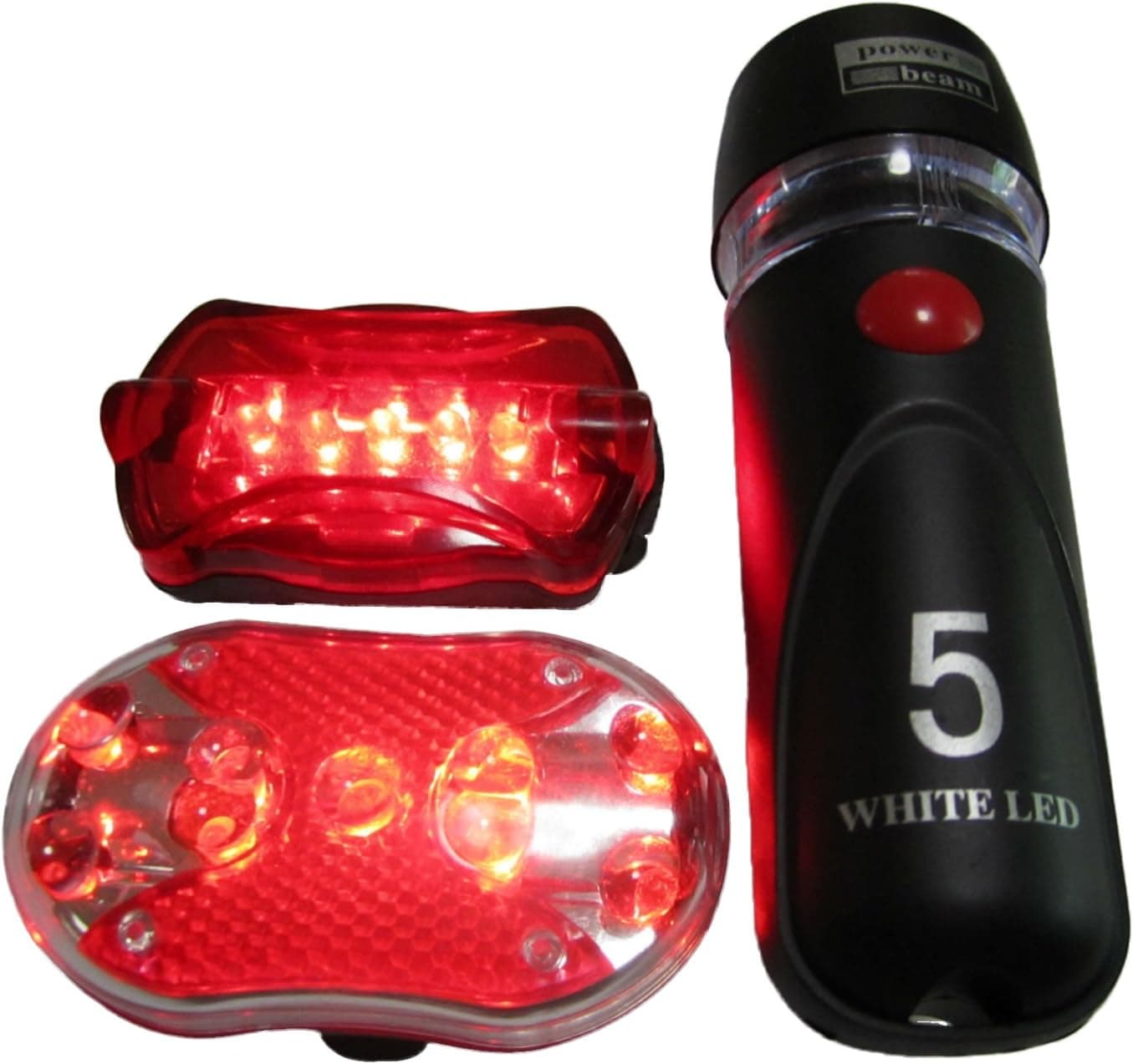 Bicycle Light Set–#1 Premium Super Bright 5 LED Bike Front Headlight and 5 LED Rear Taillight . Multi-function Accessories - Mount Easily. Two Red Back Lights to Enhance Safety. Emergency Safety Features. Best One Year Guarantee.